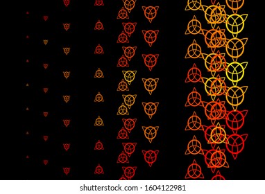 Dark Orange vector template with esoteric signs. Illustration with magical signs of spiritual power. Simple design for occult depiction.