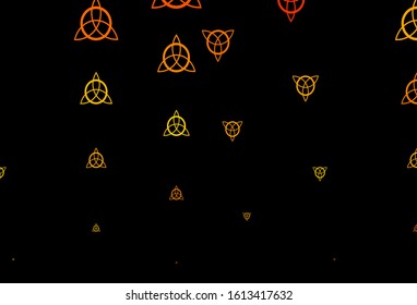 Dark Orange vector template with esoteric signs. Abstract illustration with gothic gradient shapes. Background for esoteric, mystic designs.
