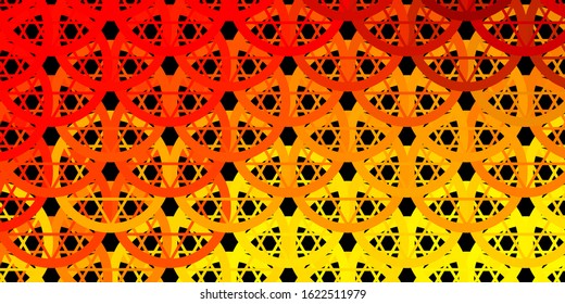 Dark Orange vector template with esoteric signs. Colorful mystic symbols with a gradient in ancient style. Simple design for occult depiction.