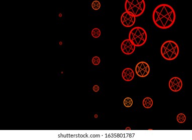 Dark Orange vector template with esoteric signs. Illustration with magical signs of spiritual power. Design for magic, spiritual events.