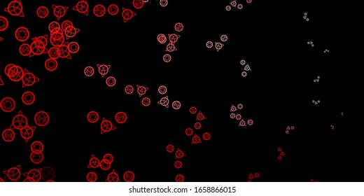 Dark Orange vector template with esoteric signs. Retro design in abstract style with witchcraft forms. Best design halloween events.