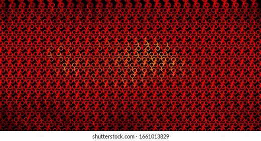 Dark Orange vector template with esoteric signs. Retro design in abstract style with witchcraft forms. Simple base for your occult design.