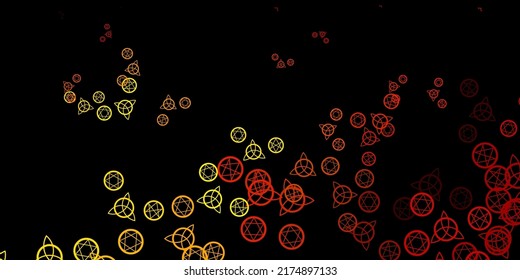 Dark Orange vector template with esoteric signs. Colorful vintage illustration with gradient alchemy shapes. Design for magic, spiritual events.