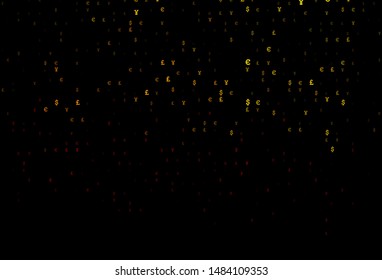 Dark Orange vector template with EUR, JPY, GBP. Blurred design in with symbols of EUR, JPY, GBP. Smart design for your business advert of economic, wealth.