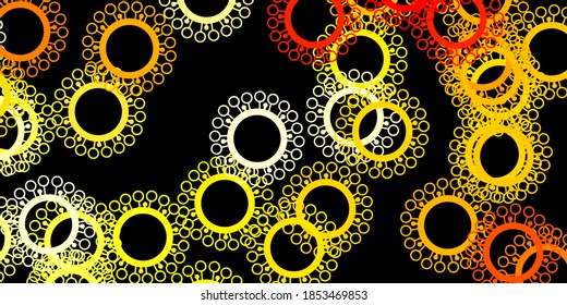 Dark orange vector template with flu signs. Abstract illustration with biological gradient shapes. Simple drawing against danger fever.