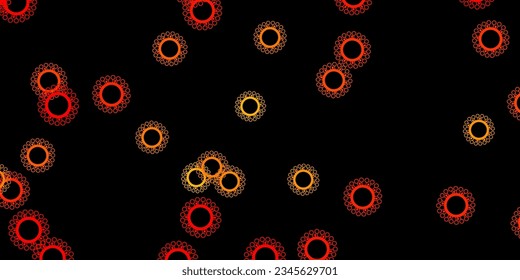 Dark orange vector template with flu signs. Abstract illustration with biological gradient shapes. Simple design against epidemic information.