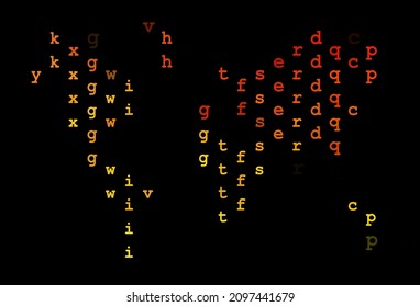 Dark orange vector template with isolated letters. Modern geometrical illustration with ABC english symbols. Template can be used as a background for ads of typography.