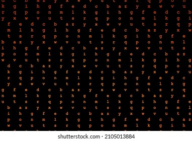 Dark orange vector template with isolated letters. Shining illustration with ABC symbols on abstract template. The pattern can be used for ad, booklets, leaflets of education.