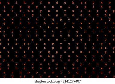 Dark orange vector template with isolated letters. Blurred design in simple style with signs of alphabet. Smart design for your business advert of university.