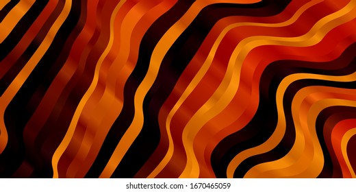 Dark Orange vector template with lines. Brand new colorful illustration with bent lines. Template for your UI design.