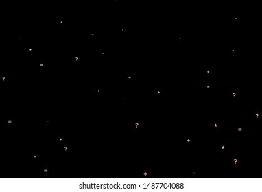 Dark Orange vector template with math simbols. Blurred design in simple style with collection of numerals. Pattern for posters, banners of math books.