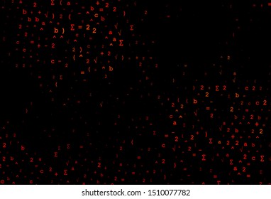 Dark Orange vector template with math simbols. Colored mathematic signs with gradient on white background. Pattern for ads, poster, banner of books.