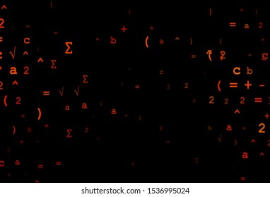 Dark Orange vector template with math simbols. Blurred design in simple style with collection of numerals. Pattern for ads, booklets, leaflets of education.