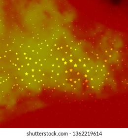 Dark Orange vector template with neon stars. Blur decorative design in simple style with stars. Pattern for new year ad, booklets.