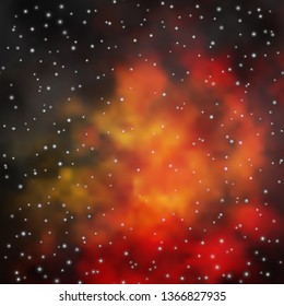 Dark Orange vector template with neon stars. Shining colorful illustration with small and big stars. Theme for cell phones.