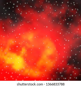 Dark Orange vector template with neon stars. Shining colorful illustration with small and big stars. Best design for your ad, poster, banner.
