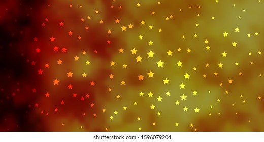 Dark Orange vector template with neon stars. Shining colorful illustration with small and big stars. Pattern for new year ad, booklets.