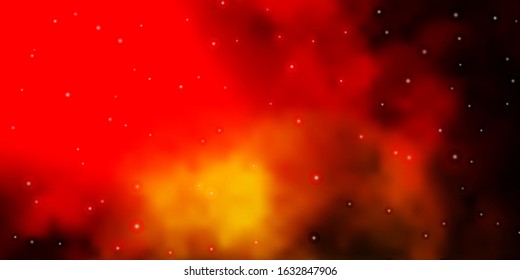 Dark Orange vector template with neon stars. Shining colorful illustration with small and big stars. Best design for your ad, poster, banner.