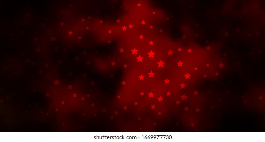 Dark Orange vector template with neon stars. Blur decorative design in simple style with stars. Pattern for new year ad, booklets.