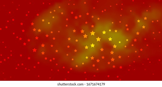 Dunkelorange Vektorillustration Vorlage mit Neonstern. Farbige Illustration mit kleinen und großen Sternen. Thema für Handys.