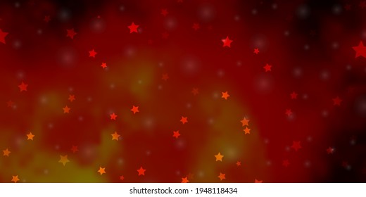 Dark Orange vector template with neon stars. Shining colorful illustration with small and big stars. Design for your business promotion.