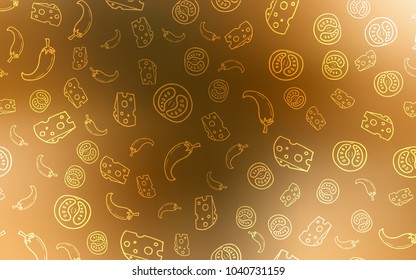 Dark Orange vector template with organic meal. Illustration with set of fresh food in doodle style. Template for meal cooking in kitchen.
