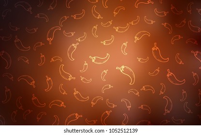 Dark Orange vector template with organic peppers. Blurred decorative design of peppers in doodle style. Pattern for ads of breakfast, lunch, dinner.