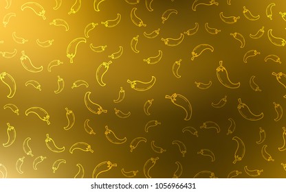 Dark Orange vector template with organic peppers. Glitter abstract sketch with hot peppers. Design for ad, poster, banner of cafes or restaurants.