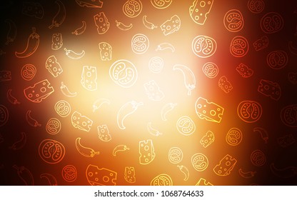 Dark Orange vector template with organic meal. Beautiful colored illustration with food in doodle style. Design for ad, poster, banner of cafes or restaurants.