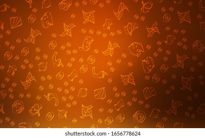 Dark Orange vector template with organic meal. Beautiful colored illustration with food in doodle style. Template for meal cooking in kitchen.