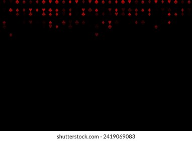 Dark Orange vector template with poker symbols. Colored illustration with hearts, spades, clubs, diamonds. Pattern for leaflets of poker games, events.