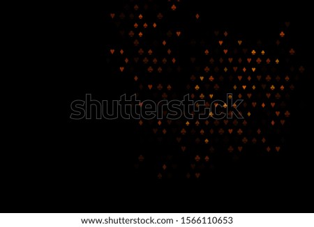 Dark Orange vector template with poker symbols. Illustration with Playing card suits. Template for business cards of casinos.