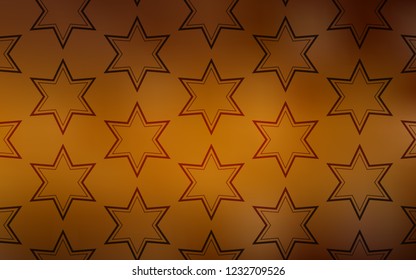 Dark Orange vector template with sky stars. Shining colored illustration with stars. Pattern for new year ad, booklets.