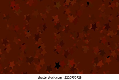 Dark Orange vector template with sky stars. Shining colored illustration with stars. Template for cosmic backgrounds.