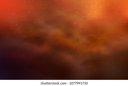 Dark Orange vector template with space stars. Blurred decorative design in simple style with galaxy stars. Pattern for astrology websites.