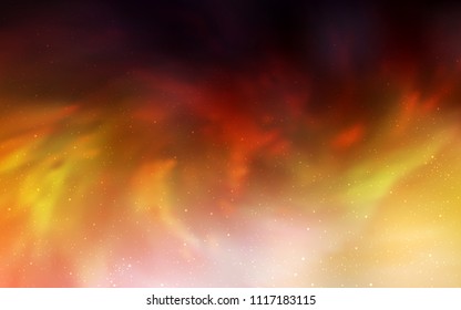 Dark Orange vector template with space stars. Shining illustration with sky stars on abstract template. Pattern for futuristic ad, booklets.