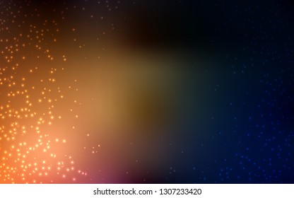 Dark Orange vector template with space stars. Shining colored illustration with bright astronomical stars. Pattern for astronomy websites.