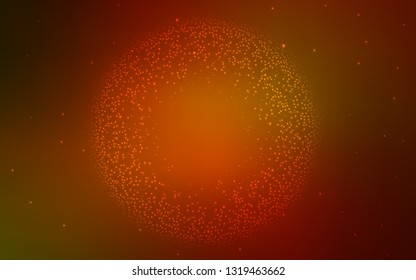 Dark Orange vector template with space stars. Shining colored illustration with bright astronomical stars. Pattern for futuristic ad, booklets.