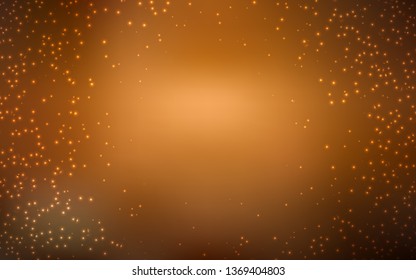 Dark Orange vector template with space stars. Shining colored illustration with bright astronomical stars. Best design for your ad, poster, banner.