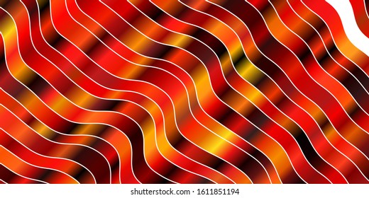 Dark Orange vector template with wry lines. Colorful illustration, which consists of curves. Pattern for booklets, leaflets.