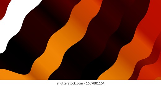 Dark Orange vector template with wry lines. Abstract illustration with gradient bows. Best design for your posters, banners.