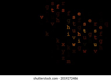 Dark orange vector texture with ABC characters. Colored alphabet signs with gradient on white background. The pattern can be used as ads, poster, banner for books.