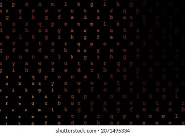 Dark Orange Vector Texture With ABC Characters. Modern Geometrical Illustration With ABC English Symbols. Best Design For Your Ad, Poster, Banner Of College.