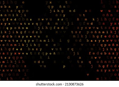 Dark orange vector texture with ABC characters. Modern geometrical illustration with ABC english symbols. The pattern can be used as ads, poster, banner for books.