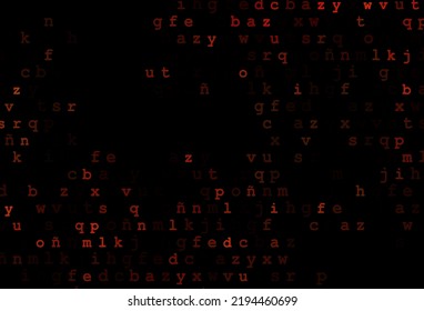 Dark orange vector texture with ABC characters. Modern geometrical illustration with ABC english symbols. Smart design for your business advert of university.
