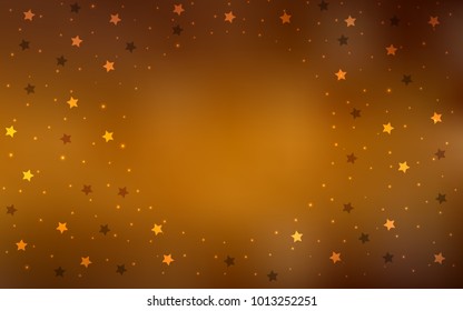 Dark Orange vector texture with beautiful stars. Decorative shining illustration with stars on abstract template. The pattern can be used for websites.