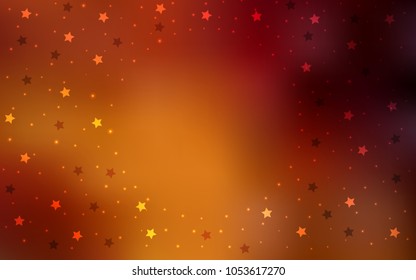Dark Orange vector texture with beautiful stars. Stars on blurred abstract background with gradient. The template can be used as a background.