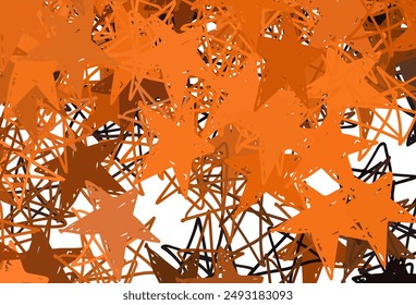 Textura de Vector naranja oscuro con hermosas estrellas. Ilustración de colores brillantes con estrellas. Patrón para los Sitios web de astronomía.