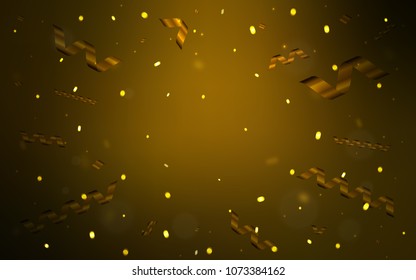 Dark Orange vector texture with birthday confetti. Modern geometrical abstract illustration with carnival ribbons. The pattern can be used for new year ad, booklets.