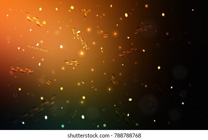 Dark Orange vector texture with birthday confetti. Modern geometrical abstract illustration with carnival ribbons. The pattern can be used for new year ad, booklets.